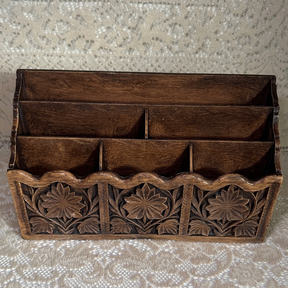 Vintage Lerner MCM Faux Wood Desk Organizer